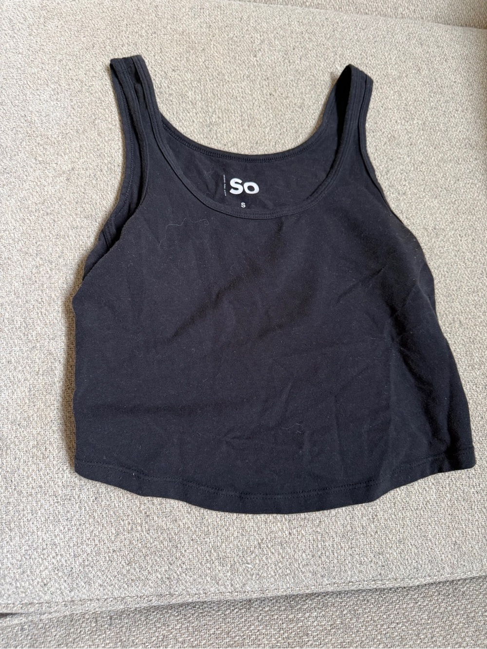 SO Black Cropped Tank Top - Women's Scoop Neck